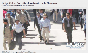 Mexican President Felipe Calderon visits the Monarch butterfly sanctuaries in Michoacan