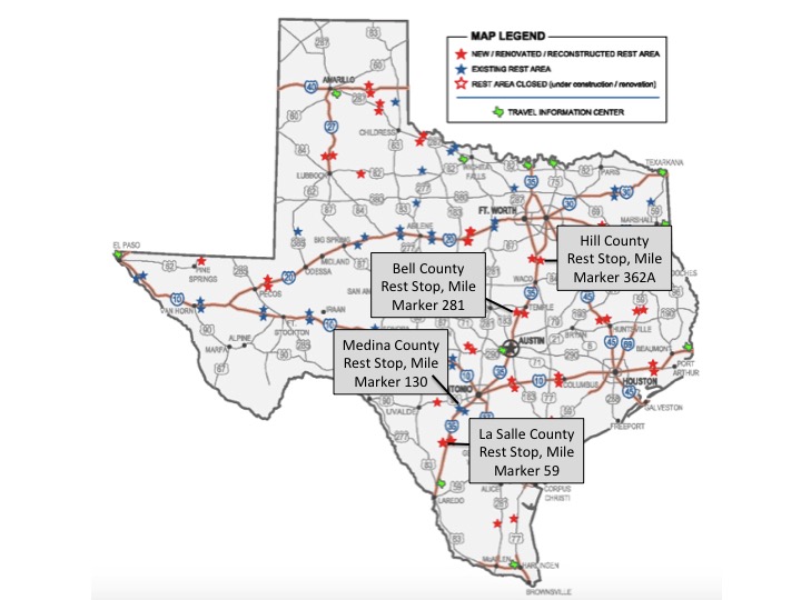 TxDot has planned four pollinator gardens at rest stops along the Monarch Highway, aka IH35. Graphic by Texas Butterfly Ranch